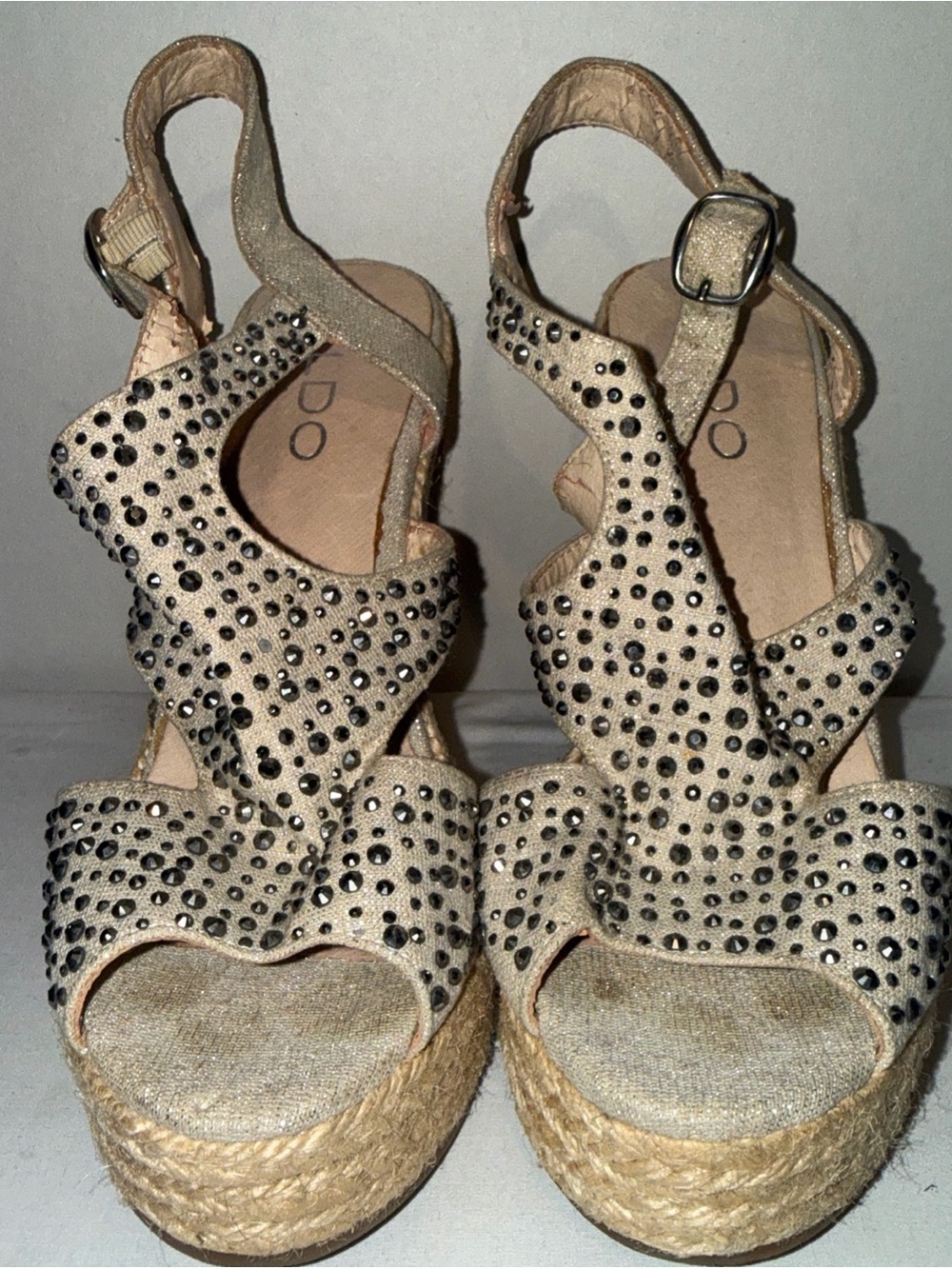 Aldo‎ Heels Women's 6.5 Beige/silver Wedge Jewels